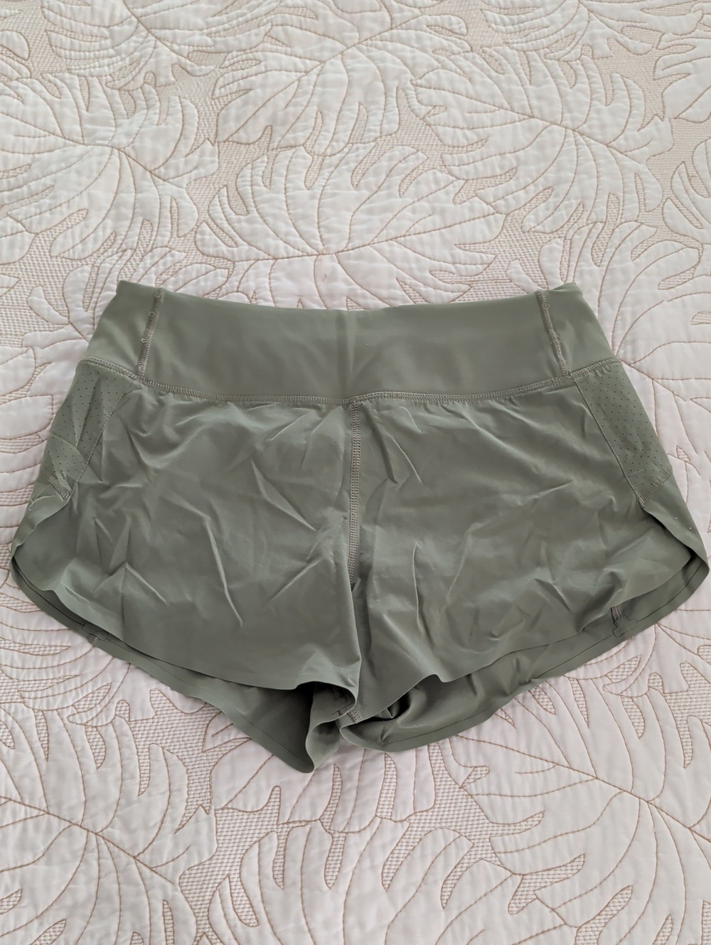 Athleta Green Athletic Shorts with Mesh Side Panels